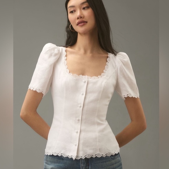 Reformation Tops - REFORMATION White Anabella Linen Top 8